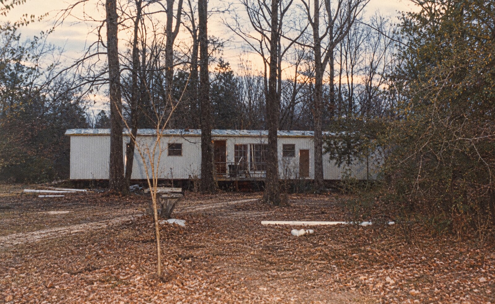The wooded property and trailer where Adrian spent much of her childhood and adolescence.