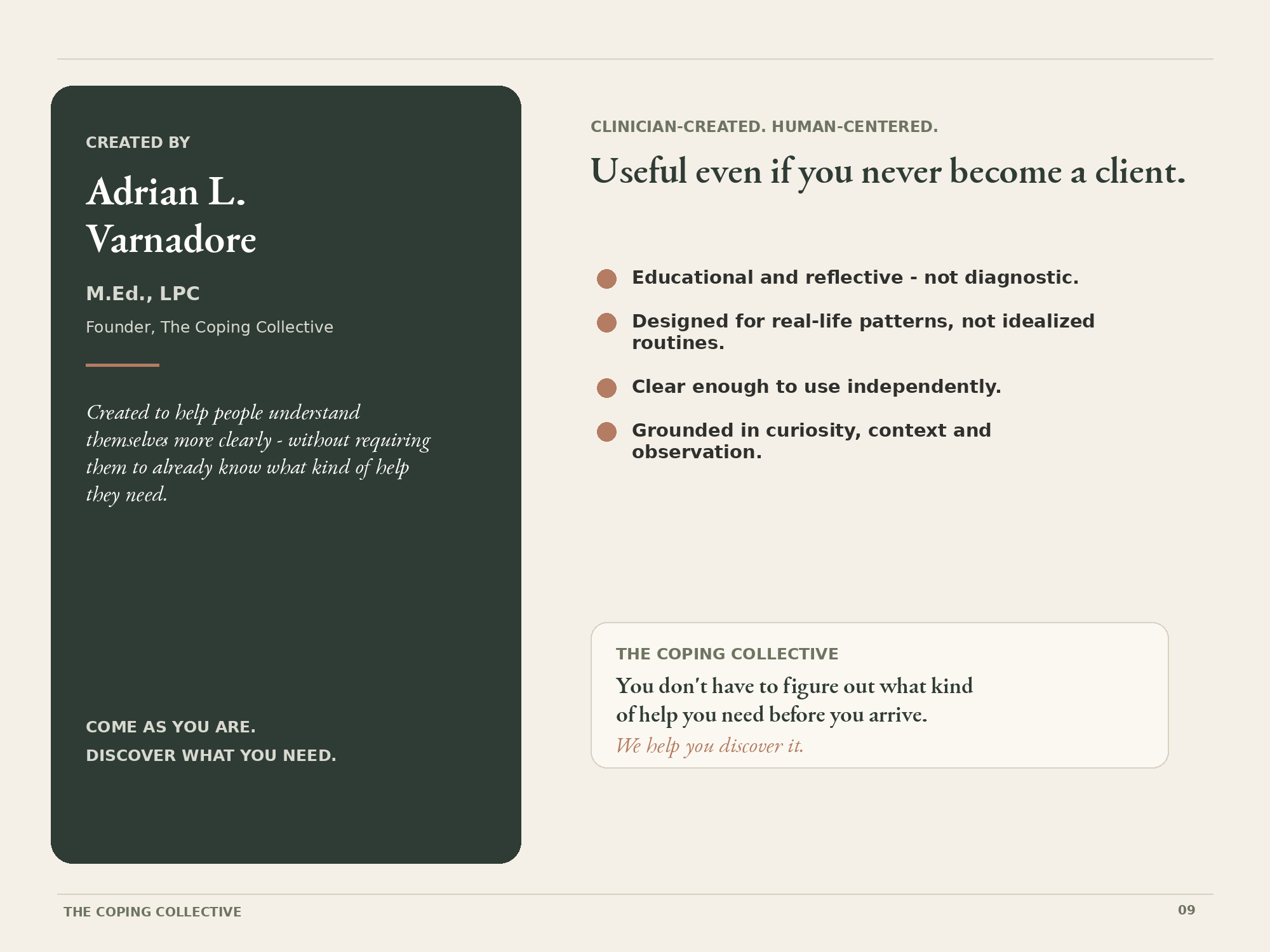 Creator information for Adrian L. Varnadore, M.Ed., LPC