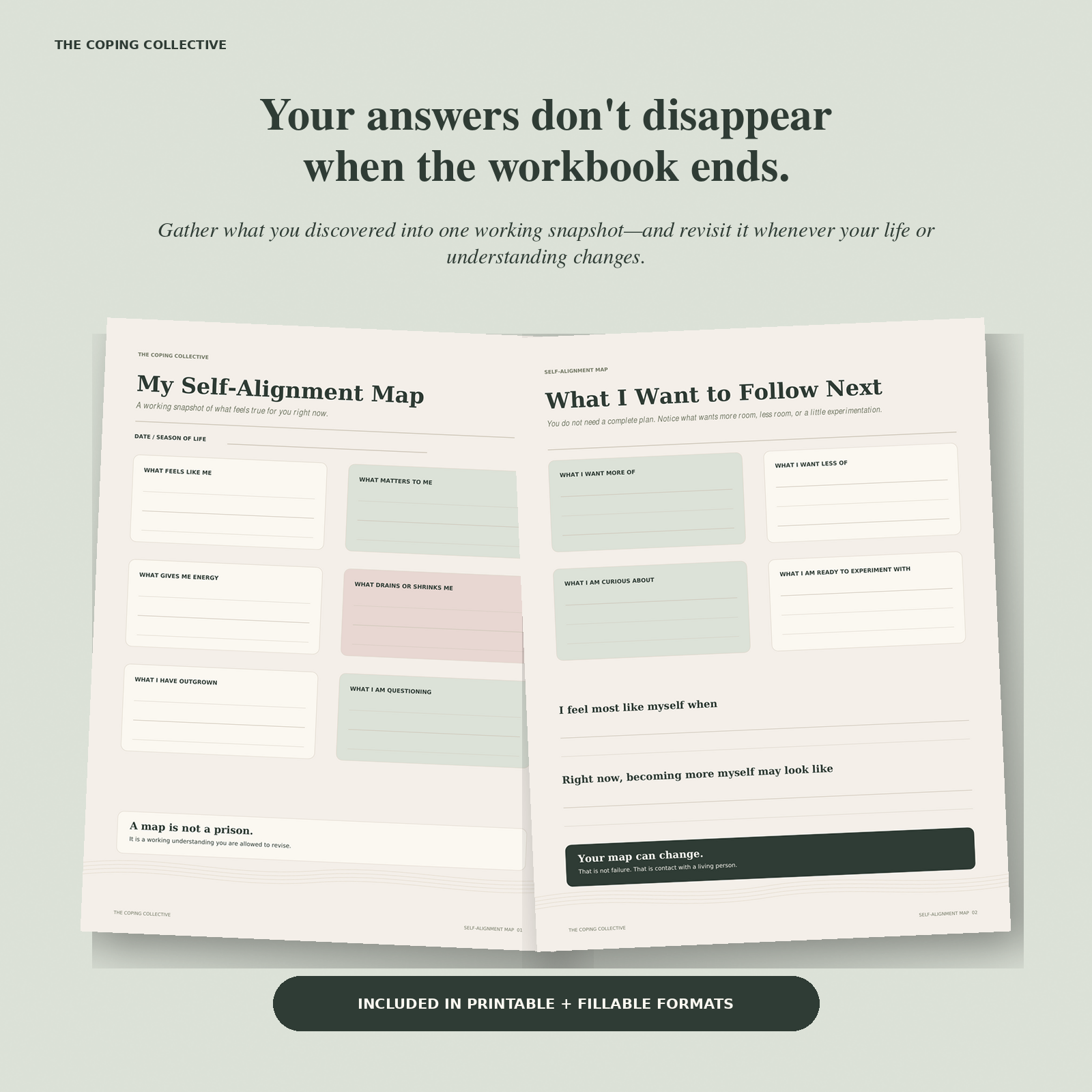 Preview of the reusable two-page Self-Alignment Map bonus